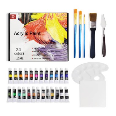 Permanent Waterproof 24 Colors Acrylic Paint For T-shirt,Rock,Wood,Glass