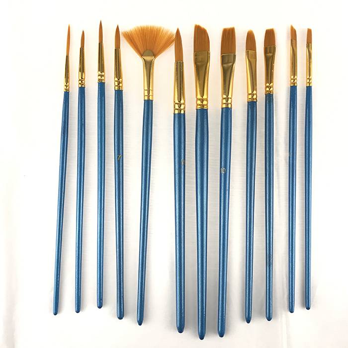 Promotional Nylon Hair Material Watercolor Paint Brush,12 Different Tip Size Artist Paint Brush With Palette