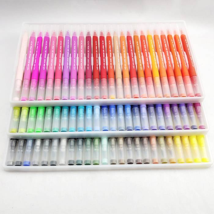 48 Dual Tip Brush Tip Fine Tip Colors Real Nylon Watercolor Markers Pen Set