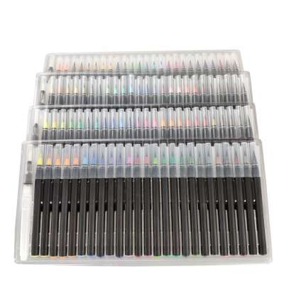 KHY 100 colors Ready To Ship Art Painting Soft Water Based  Watercolor Pens Brush Markers Set